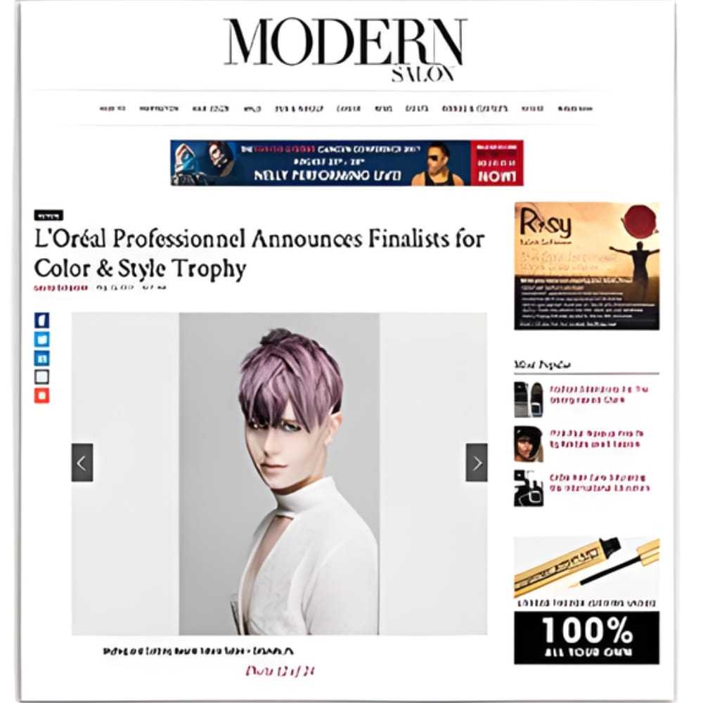 L'Oréal announces finalists for Color & Style Trophy in Modern Salon magazine article.